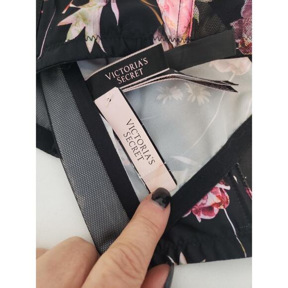 Victoria's Secret NWT Bustier Corset Top 34DD Black Floral Strappy Lace Trim - Picture 13 of 16